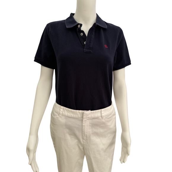 Vintage 90s Ralph Lauren Women’s Navy Blue Polo Shirt Medium - Picture 4 of 9